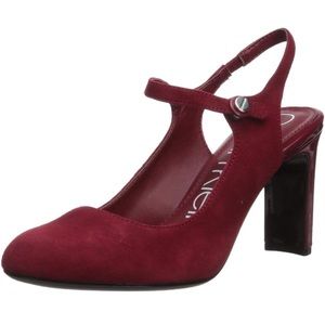 Calvin Klein Women's Omaha Pump, Barn Red Kid Suede, 10 M M US